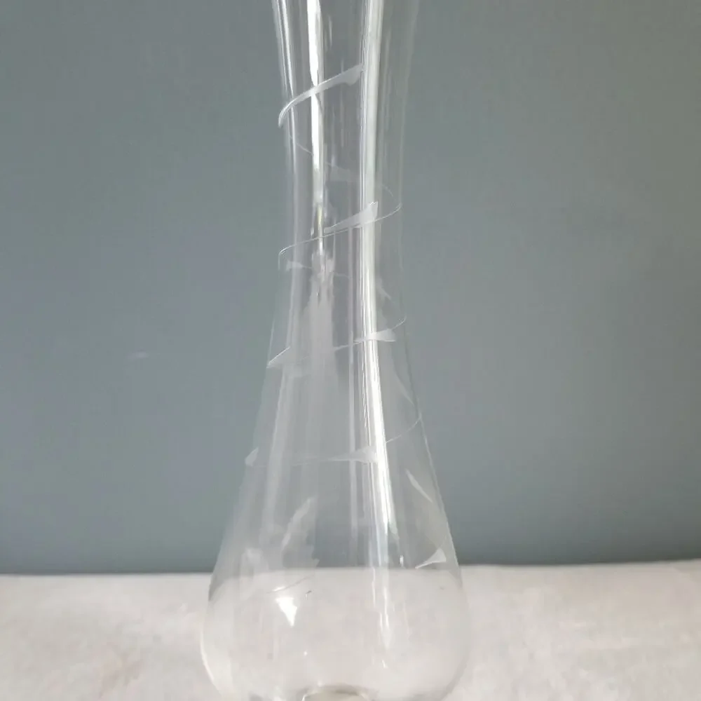 Vtg DUCHIN Sterling Silver Weighted Glass Bud Vase Etched MCM Flower Mid-Century